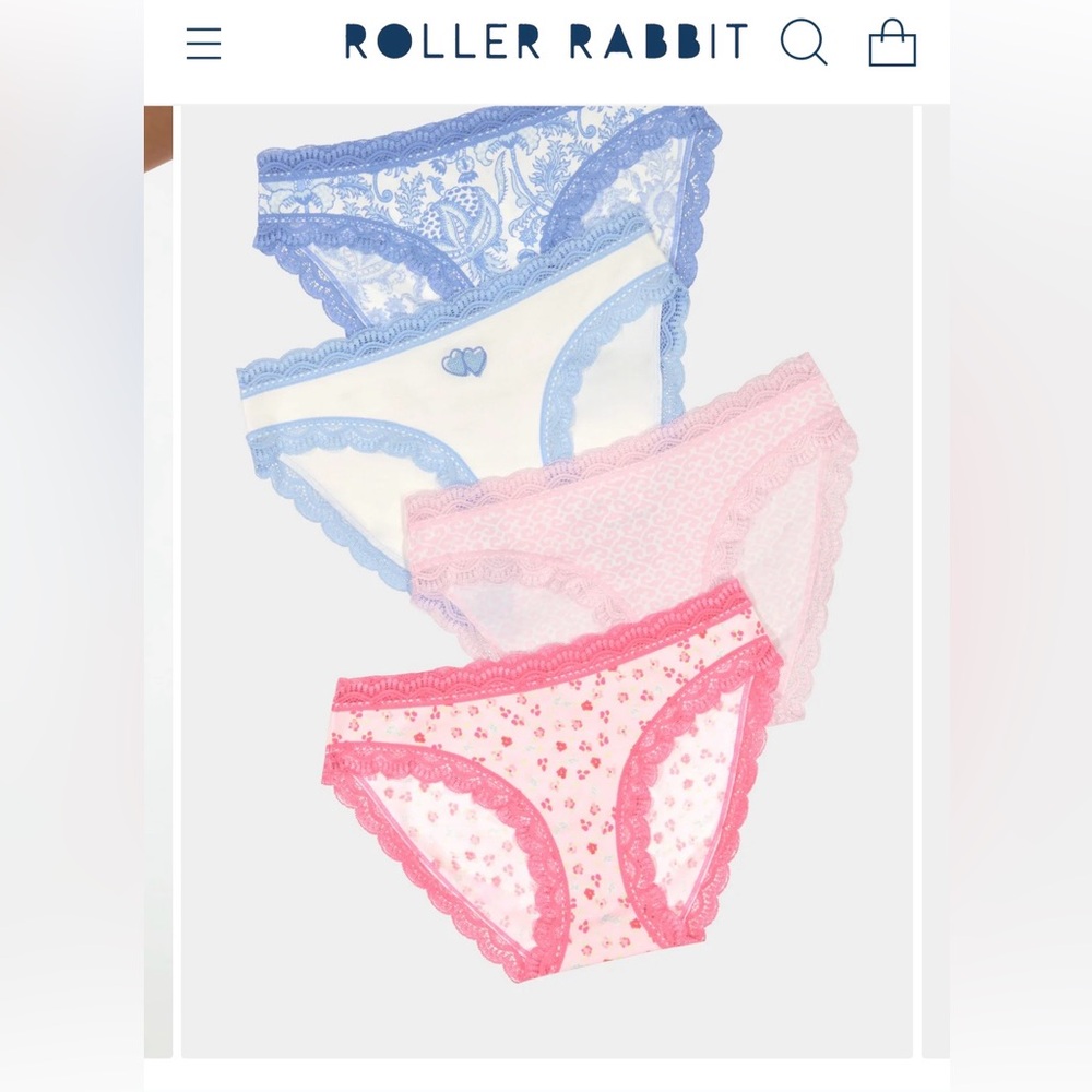 Roller Rabbit Pastel 4 pack Bikini Pink, Light Pink, Blue NWT Size Small